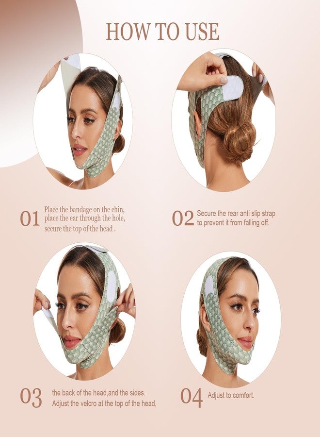 EDCBMB V Line Lifting Mask chin strap for sleeping jaw exerciser jawline shaper for women,Large,Green - Image 4